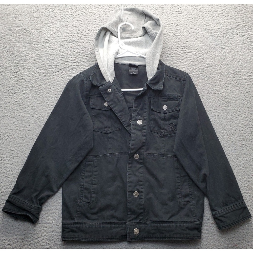 Shaun White Skate Snowboarding‎ Jacket Mens Small Black Denim Hooded Snap Front